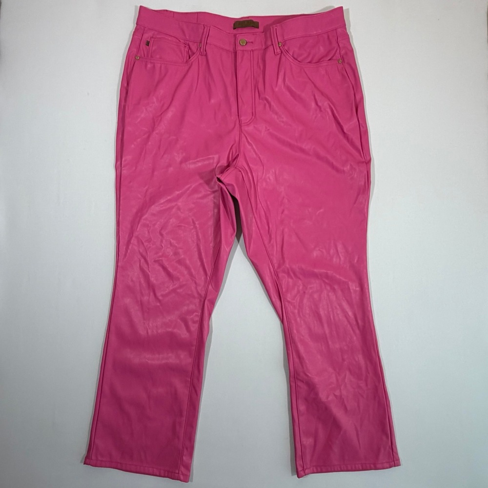 Judy Blue Pants Womens 22W Pink Faux Leather Straight Leg Barbiecore Coquette
